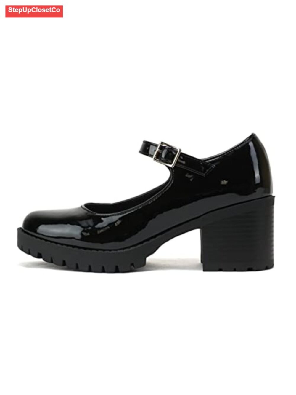 Soda Boxer Women Mary Jane Round Toe Chunky Block Heel Pump with Adjustable